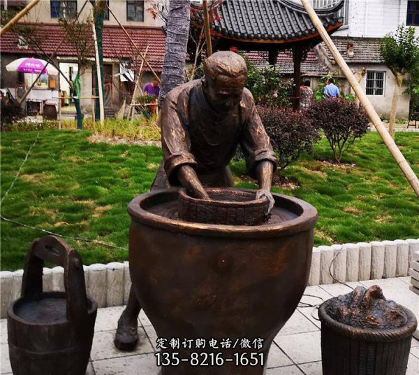 玻璃鋼仿銅民俗漁民人物人像雕塑（1）