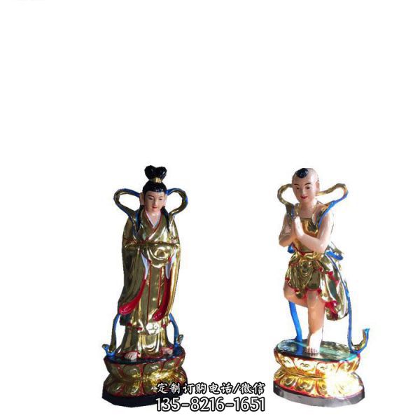 寺院玻璃鋼彩繪送子觀音善財龍女佛像雕塑 （4）