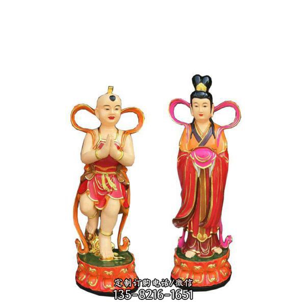 寺院玻璃鋼彩繪送子觀音善財龍女佛像雕塑 （6）