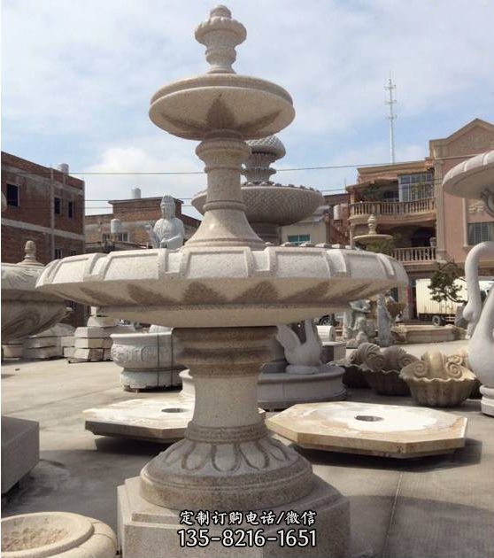 酒店廣場擺放歐式花崗巖水缽石雕噴泉（4）