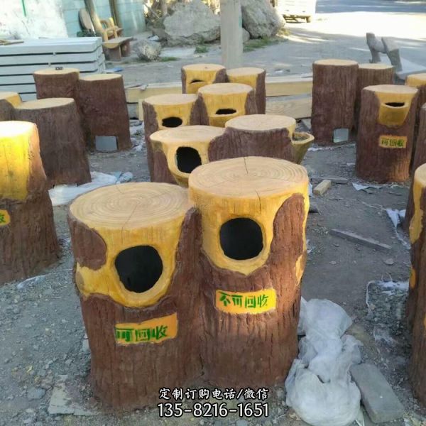 水泥仿木垃圾桶景區(qū)雕塑用品（1）