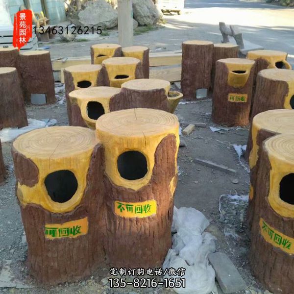 水泥仿木垃圾桶景區(qū)雕塑用品（2）