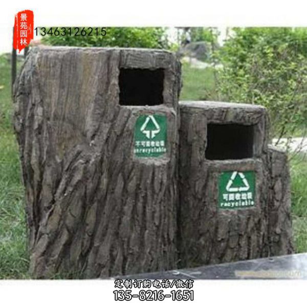 水泥仿木垃圾桶景區(qū)雕塑用品（3）