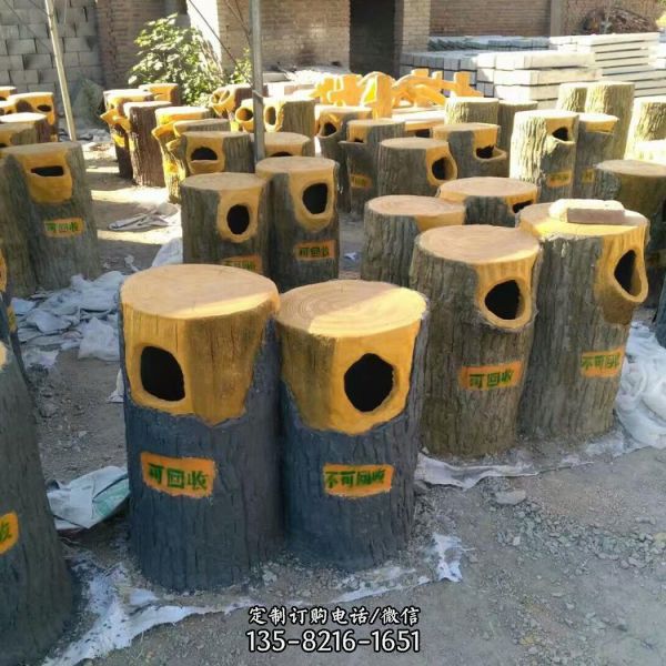 水泥仿木垃圾桶景區(qū)雕塑用品（5）