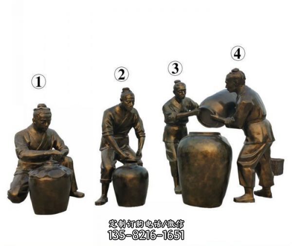 玻璃鋼仿銅酒文化人物雕塑 商業步行街擺件（3）