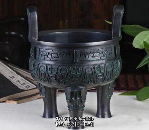 寺院戶外大型黃銅鑄造圓鼎雕塑擺件（6）