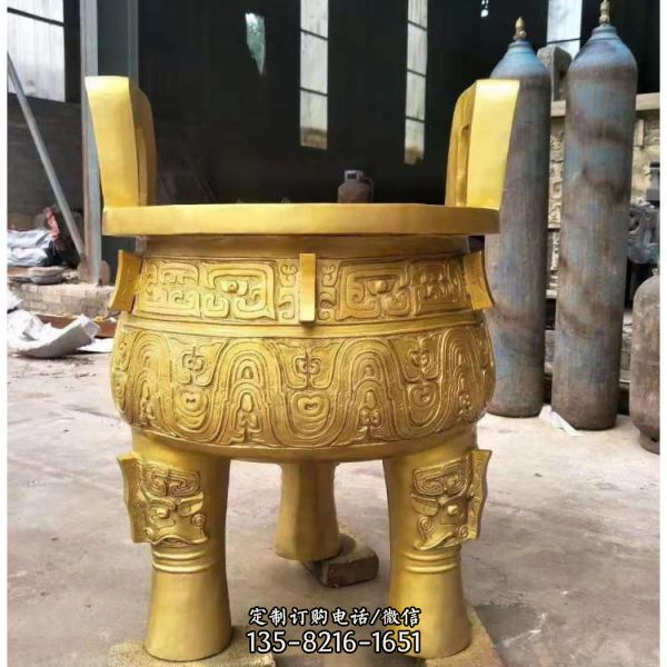 寺院戶外大型黃銅鑄造圓鼎雕塑擺件（2）
