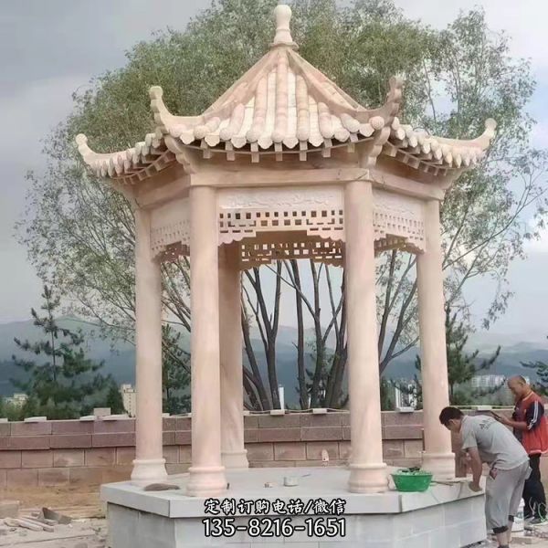 景區(qū)園林?jǐn)[放大理石涼亭雕塑擺件（2）