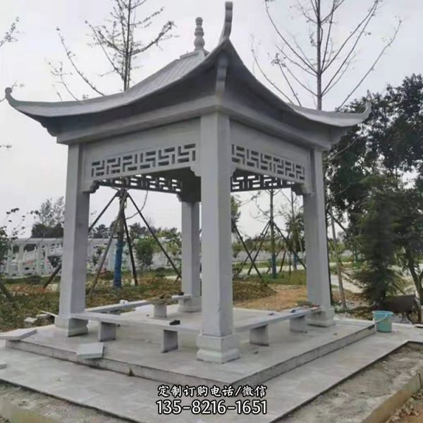 景區(qū)園林?jǐn)[放大理石涼亭雕塑擺件（4）