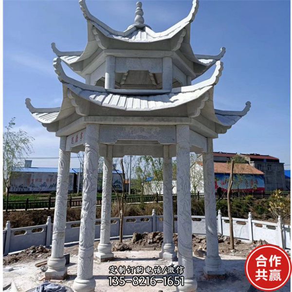 大理石石雕戶外大型六角涼亭