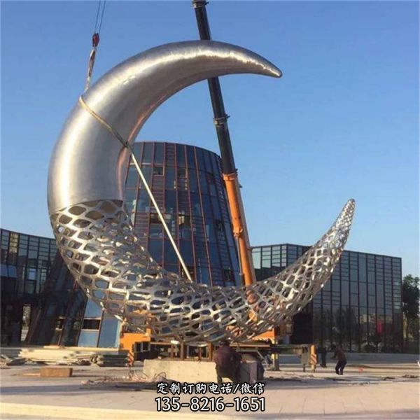 公園景觀裝飾擺件不銹鋼鏡面月亮雕塑（1）