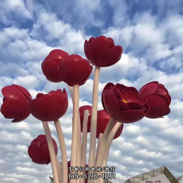 旅游景區不銹鋼噴漆花朵雕塑（4）