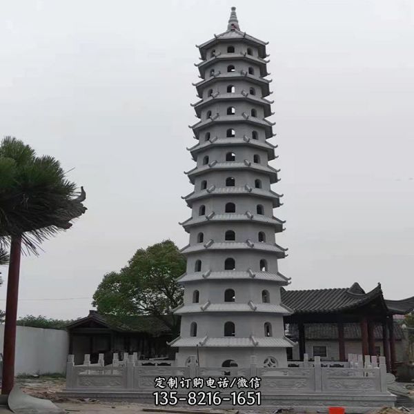 寺廟擺放大型仿古景觀多層石雕佛塔 （1）