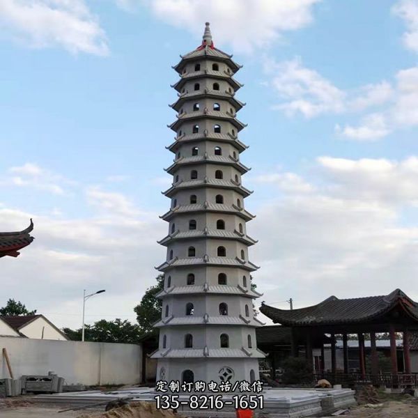寺廟擺放大型仿古景觀多層石雕佛塔 （3）