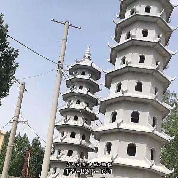 寺廟擺放大型仿古景觀多層石雕佛塔 （6）