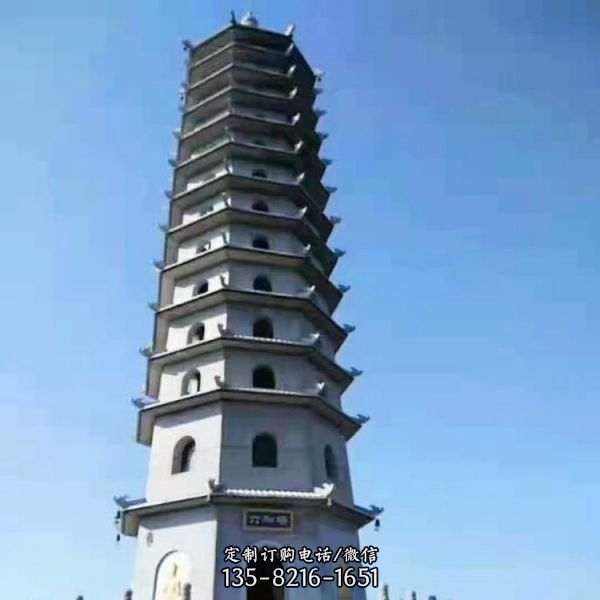 寺廟擺放大型仿古景觀多層石雕佛塔 （5）