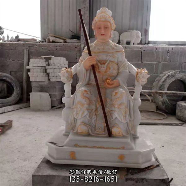 寺廟供奉漢白玉神像文殊普賢菩薩雕塑（2）