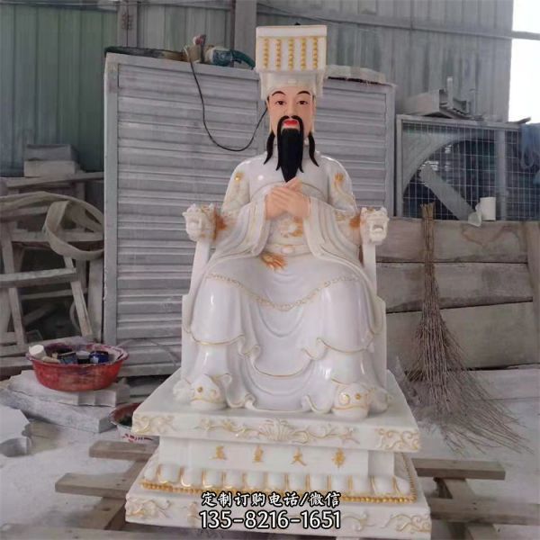 寺廟供奉漢白玉神像文殊普賢菩薩雕塑（1）
