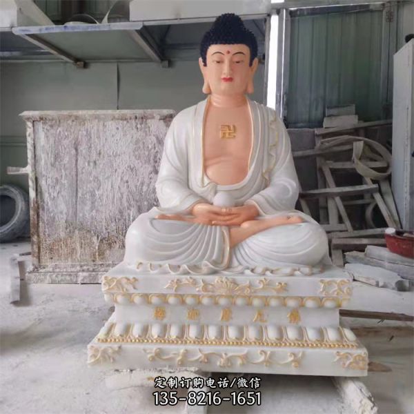 寺廟供奉漢白玉神像文殊普賢菩薩雕塑（3）