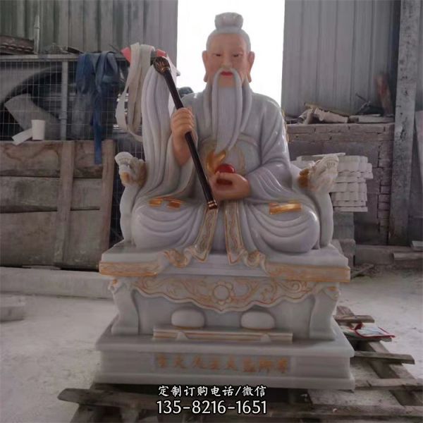 寺廟供奉漢白玉神像文殊普賢菩薩雕塑（5）