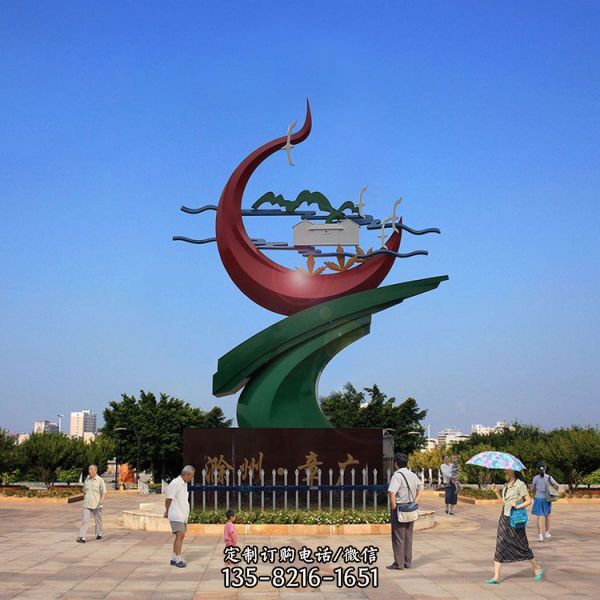 不銹鋼抽象噴漆大樹造型戶外園林景觀小品（4）