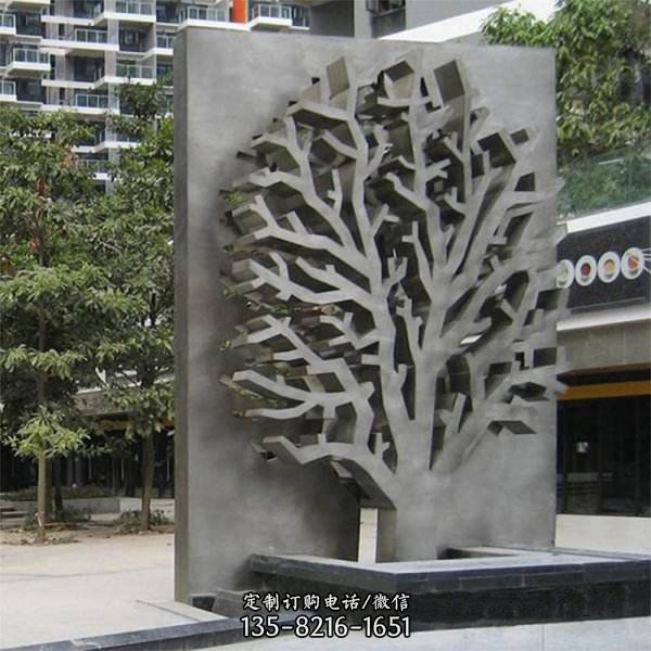 不銹鋼抽象噴漆大樹造型戶外園林景觀小品（6）