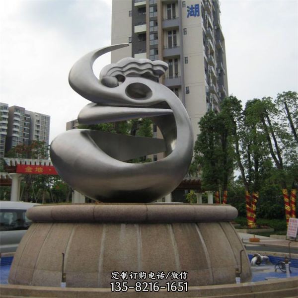 大型不銹鋼抽象標志雕塑城市廣場落地擺件（3）