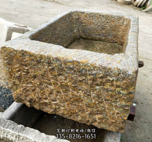 園林酒店養(yǎng)魚老石槽水景裝飾擺件（4）
