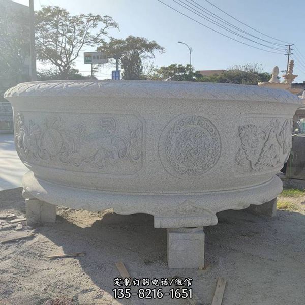 仿古做舊大理石石雕園林大型景觀花盆雕塑（1）
