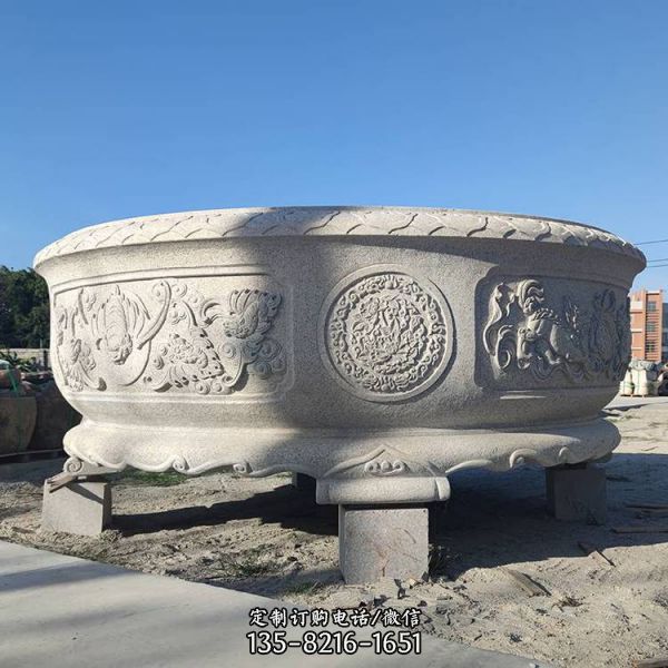 仿古做舊大理石石雕園林大型景觀花盆雕塑（2）