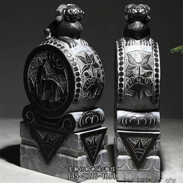 石雕門(mén)墩青石抱鼓石一對(duì)鎮(zhèn)宅家用新中式石鼓庭院酒店門(mén)口擺件（2）
