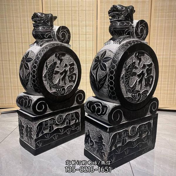 石雕門(mén)墩青石抱鼓石一對(duì)鎮(zhèn)宅家用新中式石鼓庭院酒店門(mén)口擺件（4）