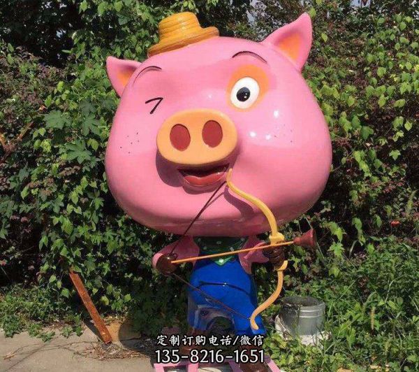 幼兒園玻璃鋼卡通小豬公仔雕塑（2）
