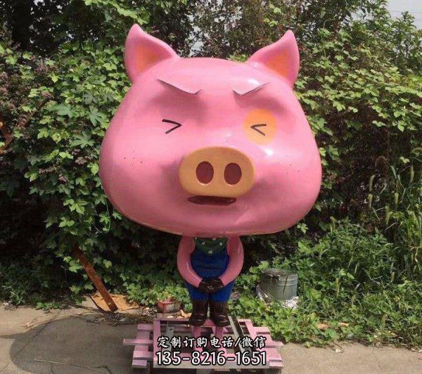 幼兒園玻璃鋼卡通小豬公仔雕塑（3）