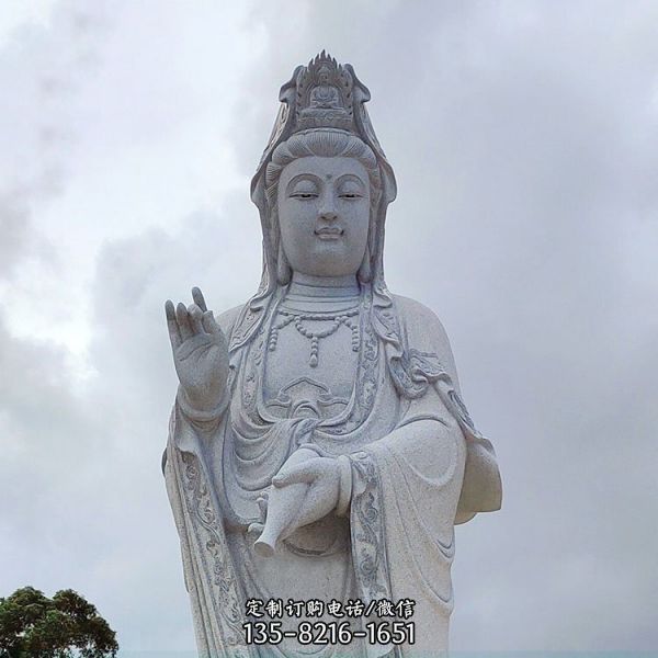雕刻景區(qū)觀芝麻白滴水菩薩石像（5）