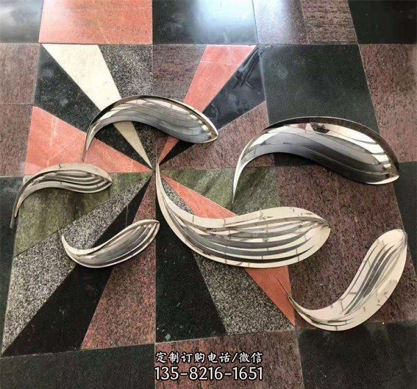 園林噴泉擺放不銹鋼魚群水景雕塑（3）