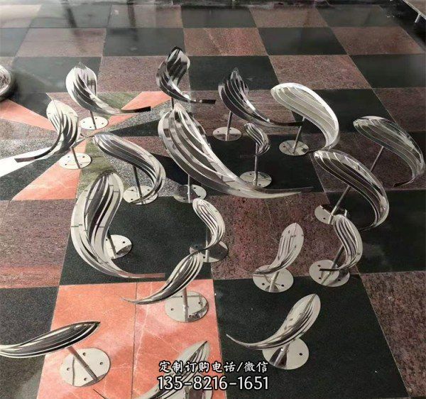園林噴泉擺放不銹鋼魚群水景雕塑（2）