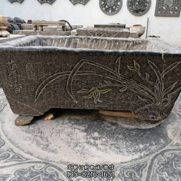 青石石雕魚缸花盆洗手盆石槽庭院戶外仿古水槽石缸