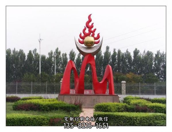 大型不銹鋼廣場景觀校園雕塑戶外擺件火炬火苗火焰雕塑（1）