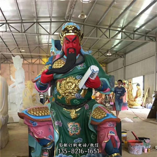 景區廣場擺放銅雕立式關公武財神雕塑  （6）