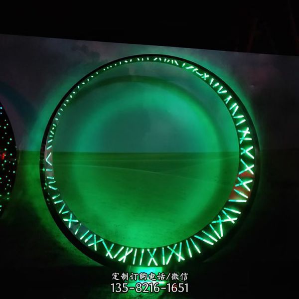 景區(qū)擺件發(fā)光照明不銹鋼鏤空?qǐng)A環(huán)雕塑（3）