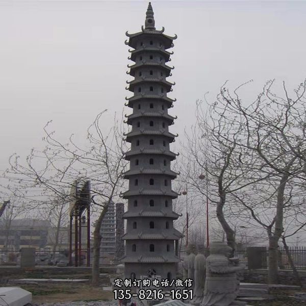 寺院戶外擺放仿古青石風(fēng)水寶塔 （3）