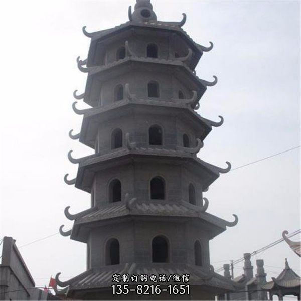 寺院戶外擺放仿古青石風(fēng)水寶塔 （4）