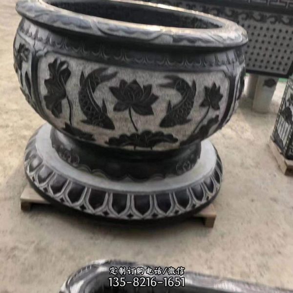 青石仿古魚缸花缸庭院裝飾擺件 （1）