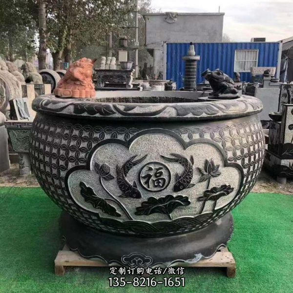 青石仿古魚缸花缸庭院裝飾擺件 （2）