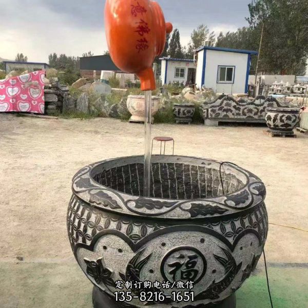 青石仿古魚缸花缸庭院裝飾擺件 （4）
