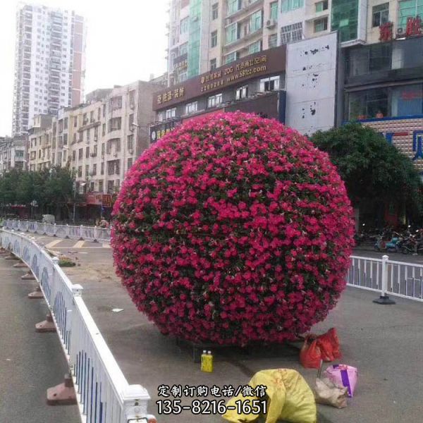 花園大型不銹鋼綠植圓球雕塑（3）