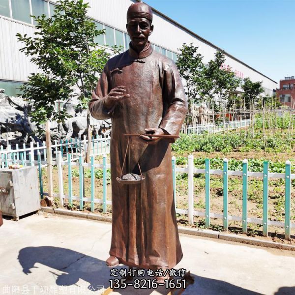 玻璃鋼掌柜雕塑  仿銅人物雕塑 （1）