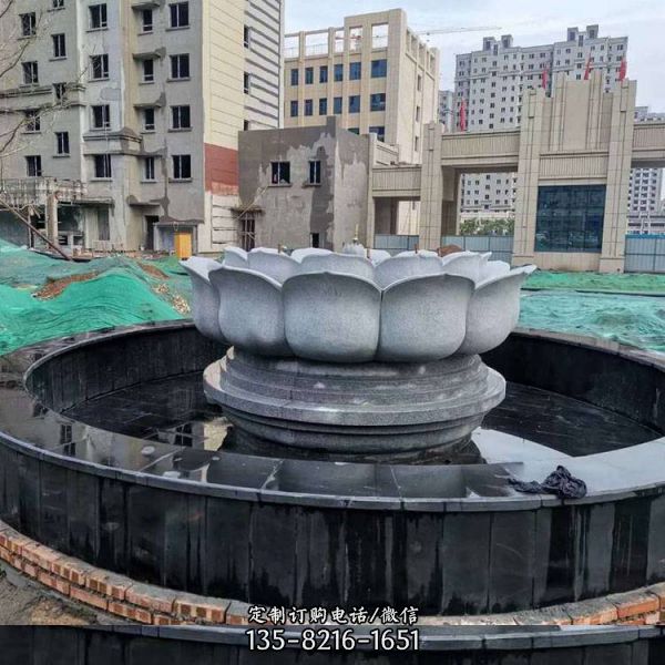 小區(qū)大理石雕刻蓮花噴泉天鵝噴泉景觀雕塑（1）