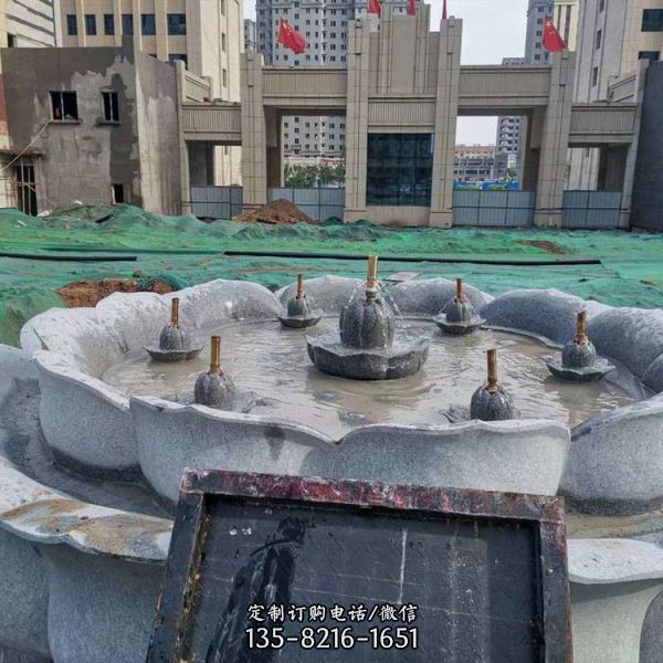 小區(qū)大理石雕刻蓮花噴泉天鵝噴泉景觀雕塑（5）